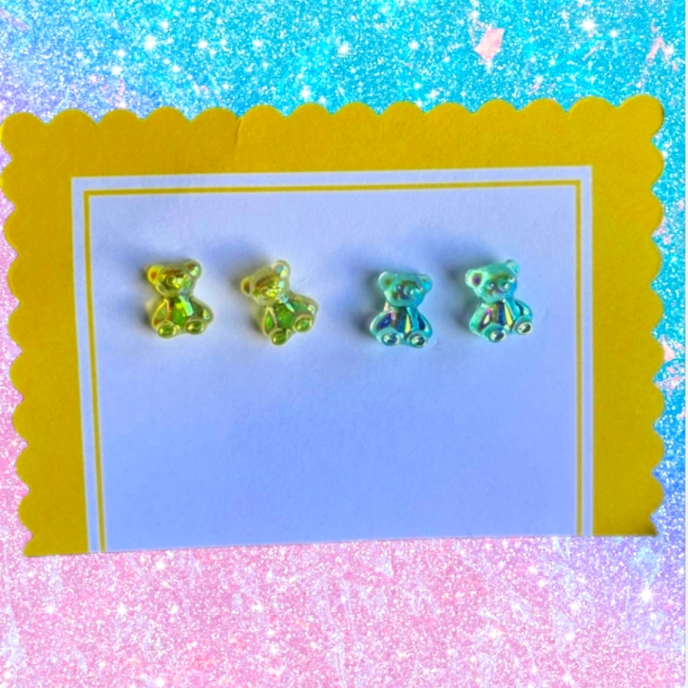 2 pairs of teddy bear earrings